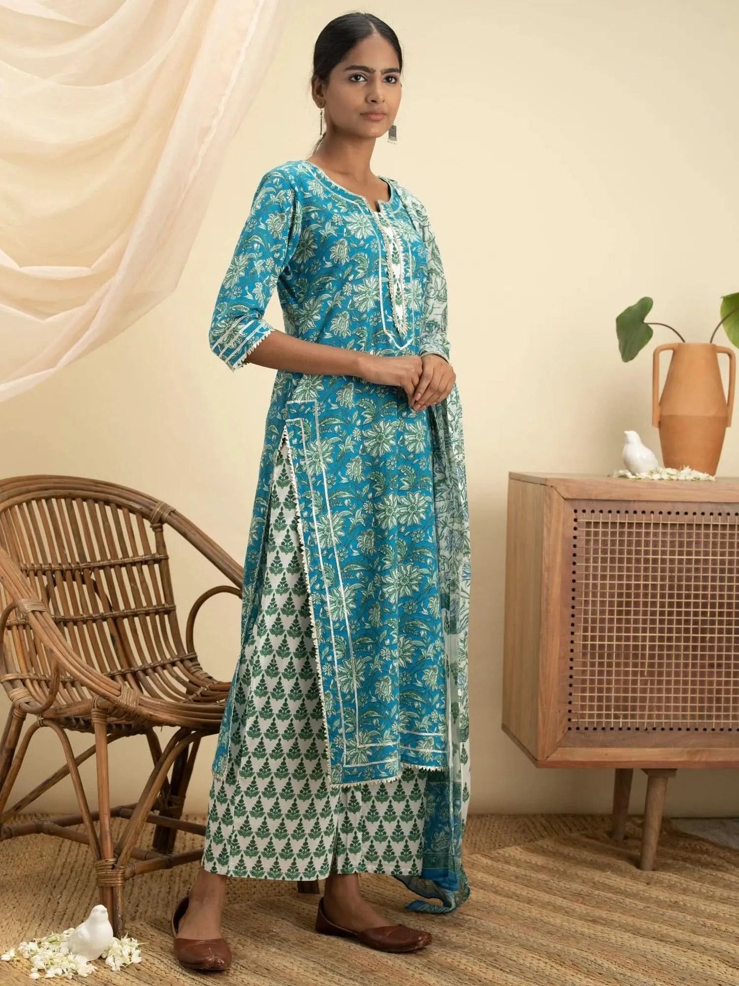 Buy Blue Printed Cotton Suit Set - 13031O- | Libas Ethnic Wear Online
Buy Blue Printed Cotton Suit Set - 13031O- | Libas Ethnic Wear Online