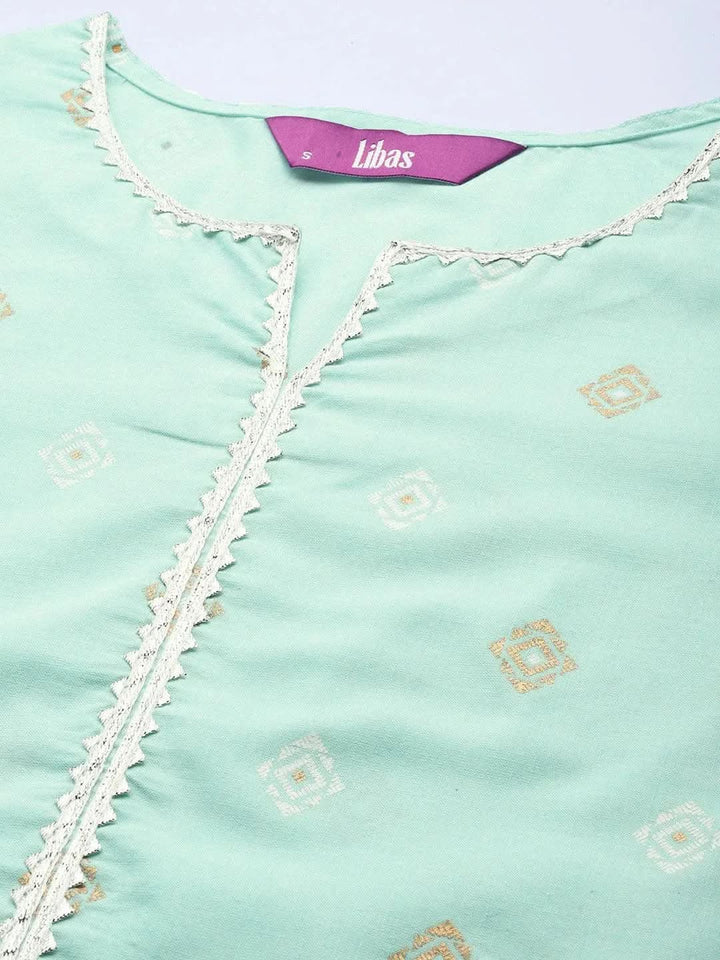 Blue Printed Cotton Suit Set - Libas