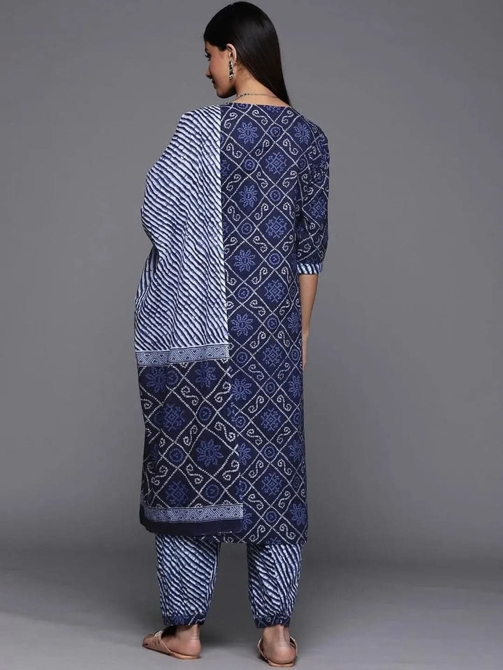 Blue Printed Cotton Suit Set - Libas