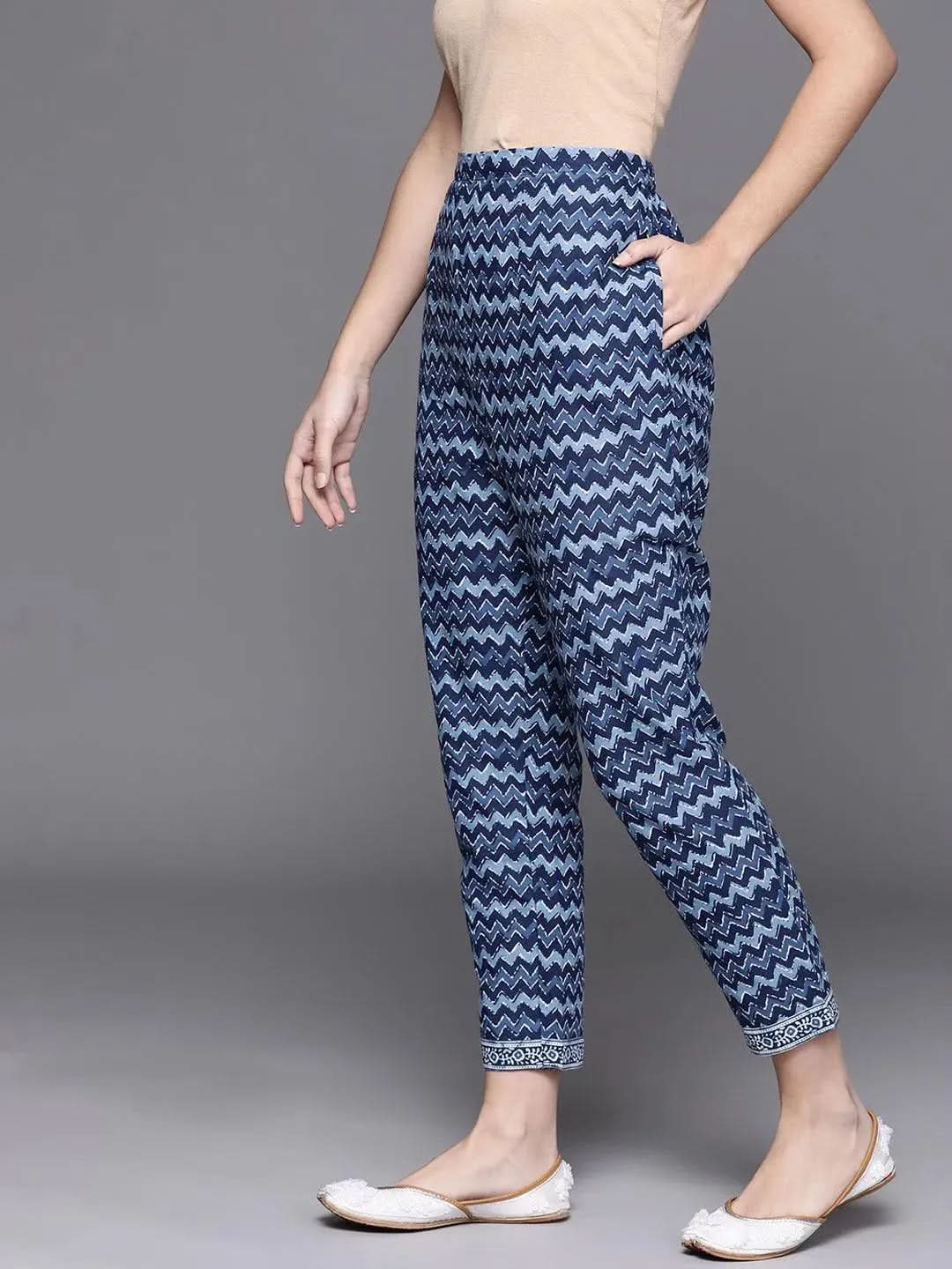 Blue Printed Cotton Trousers
Blue Printed Cotton Trousers
