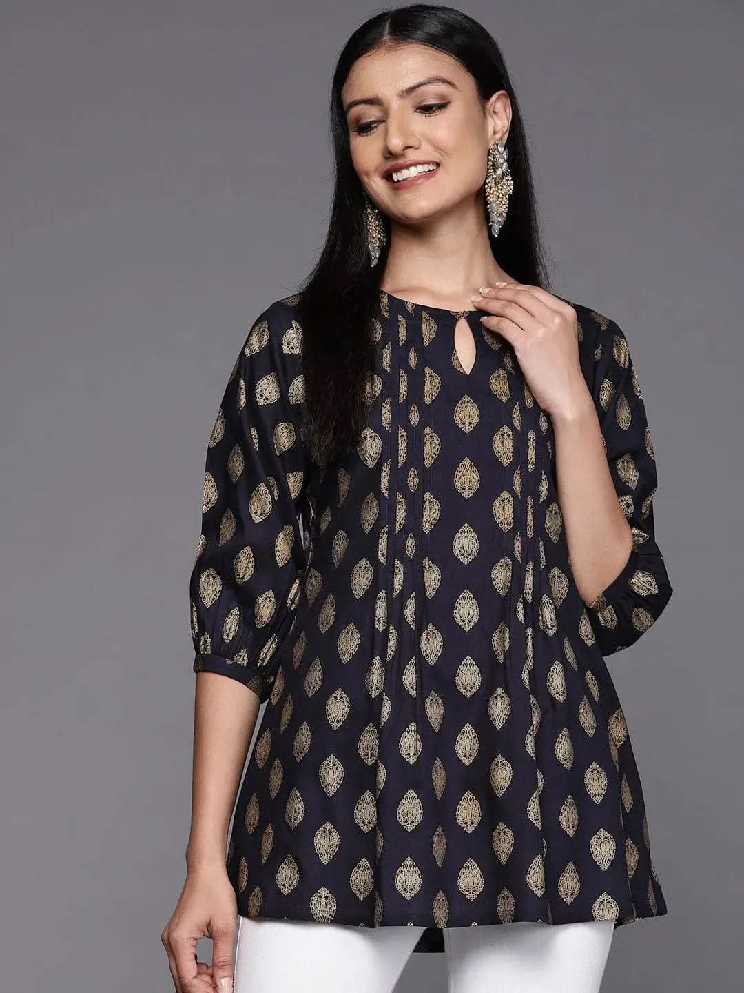 Blue Printed Rayon A-Line Kurti
Blue Printed Rayon A-Line Kurti