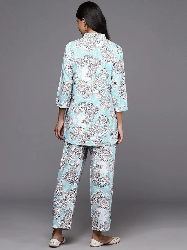 Blue Printed Rayon Co-Ords - Libas