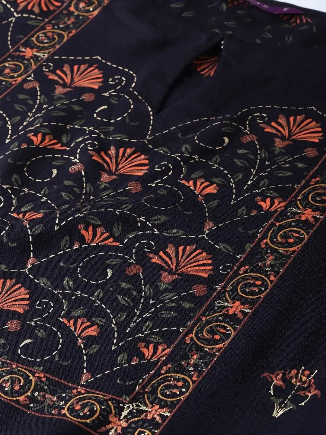 Blue Printed Rayon Kurta - Libas