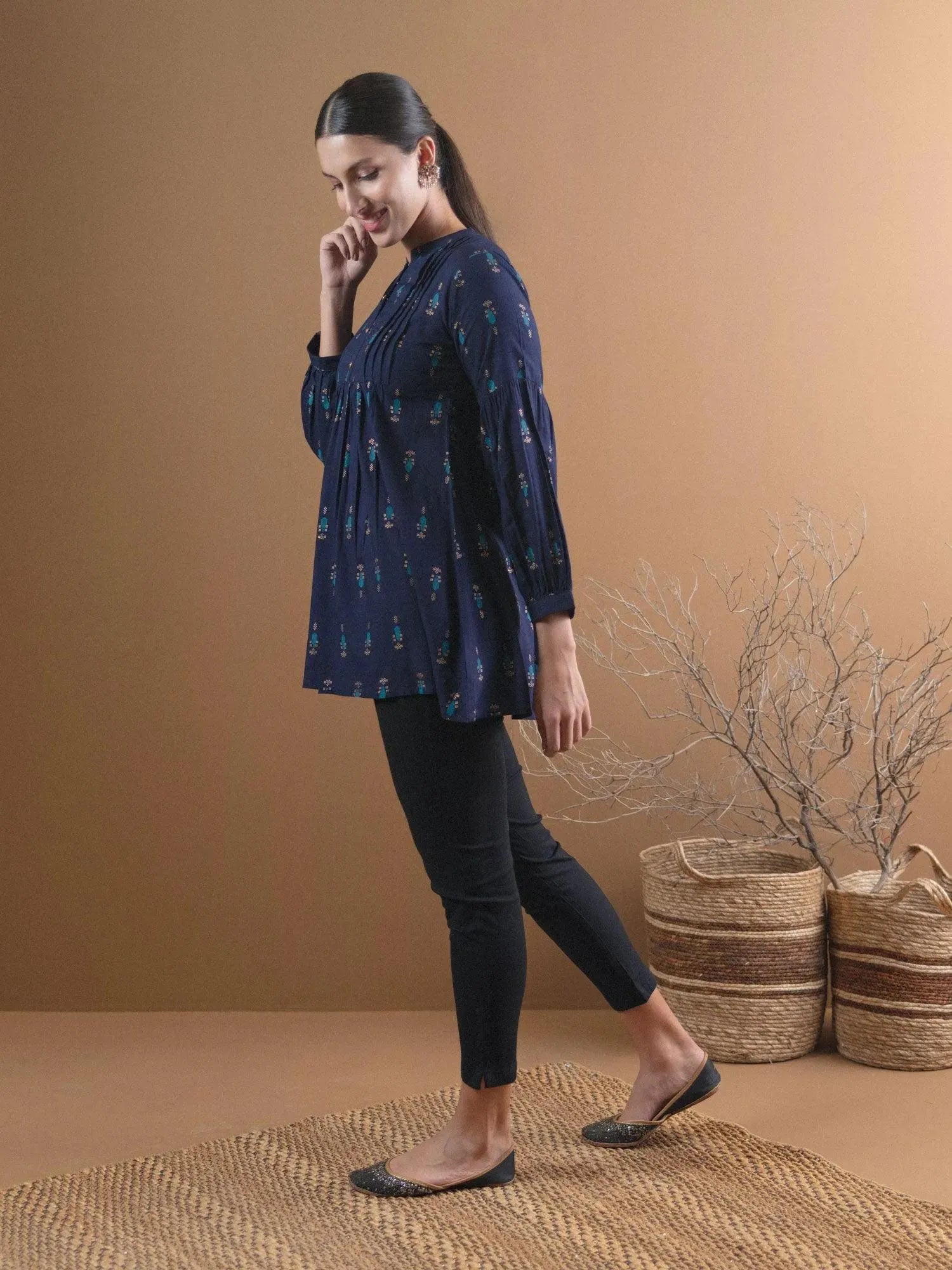 Buy Blue Rayon Printed Kurti Online | Libas 
Buy Blue Rayon Printed Kurti Online | Libas