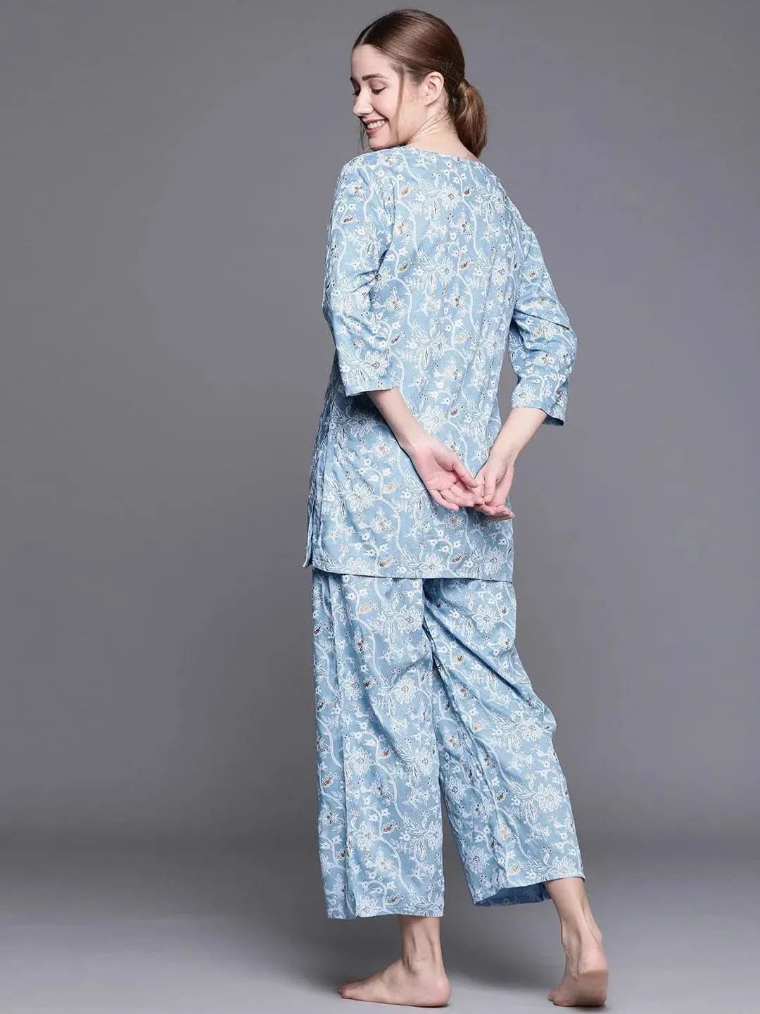 Buy Blue Printed Rayon Night Suit - 50019-XXL | Libas Ethnic Wear Online 
Buy Blue Printed Rayon Night Suit - 50019-XXL | Libas Ethnic Wear Online