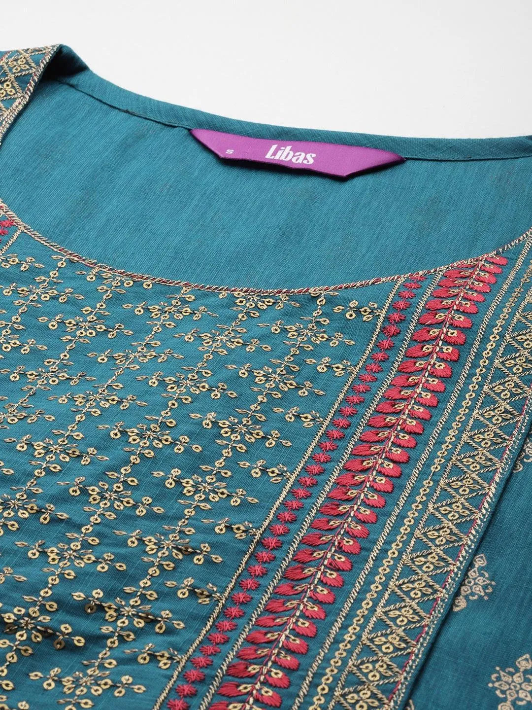 Blue Printed Rayon Straight Kurta - Libas