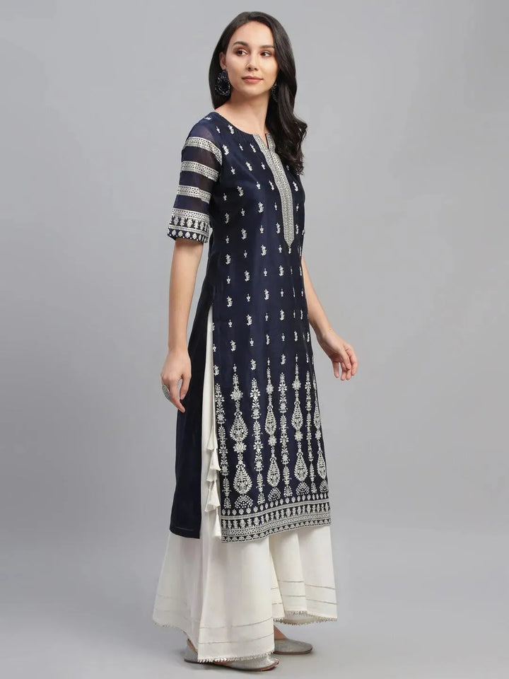 Blue Printed Shantoon Kurta - Libas