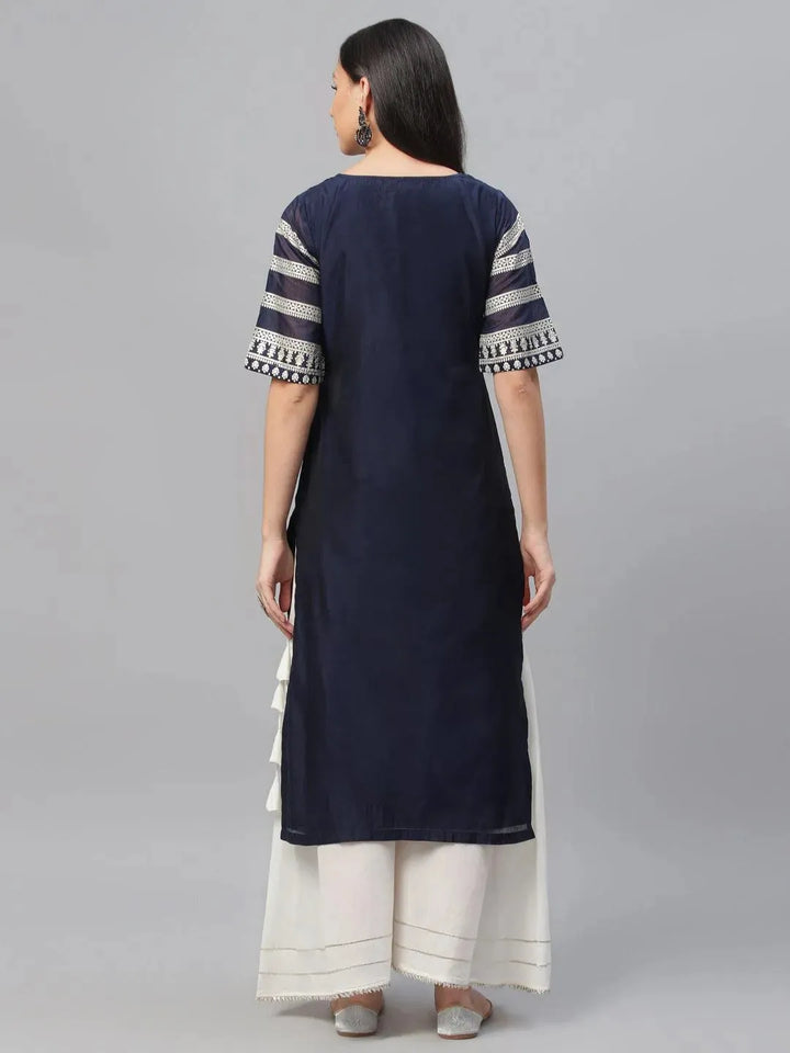 Blue Printed Shantoon Kurta - Libas