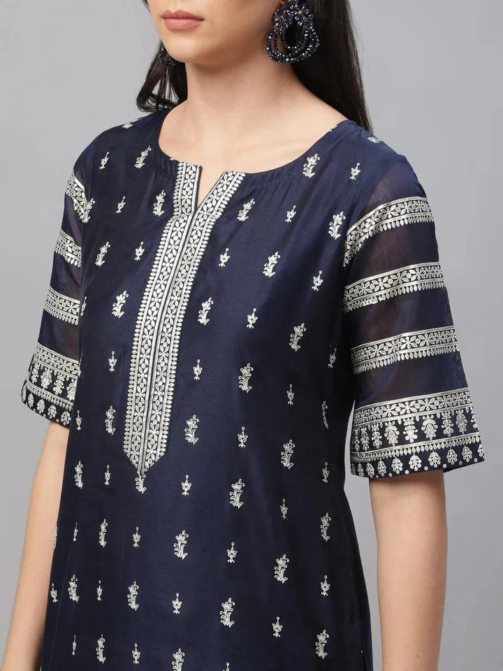 Blue Printed Shantoon Kurta - Libas