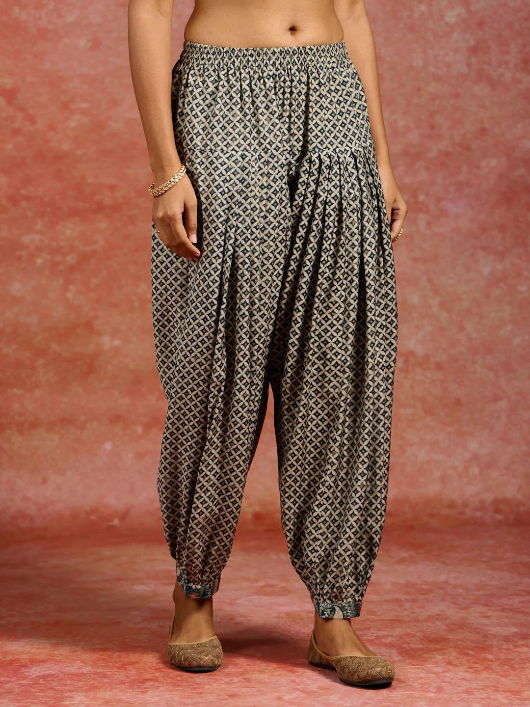 Blue Printed Silk Blend Straight Kurta With Salwar & Dupatta - Libas