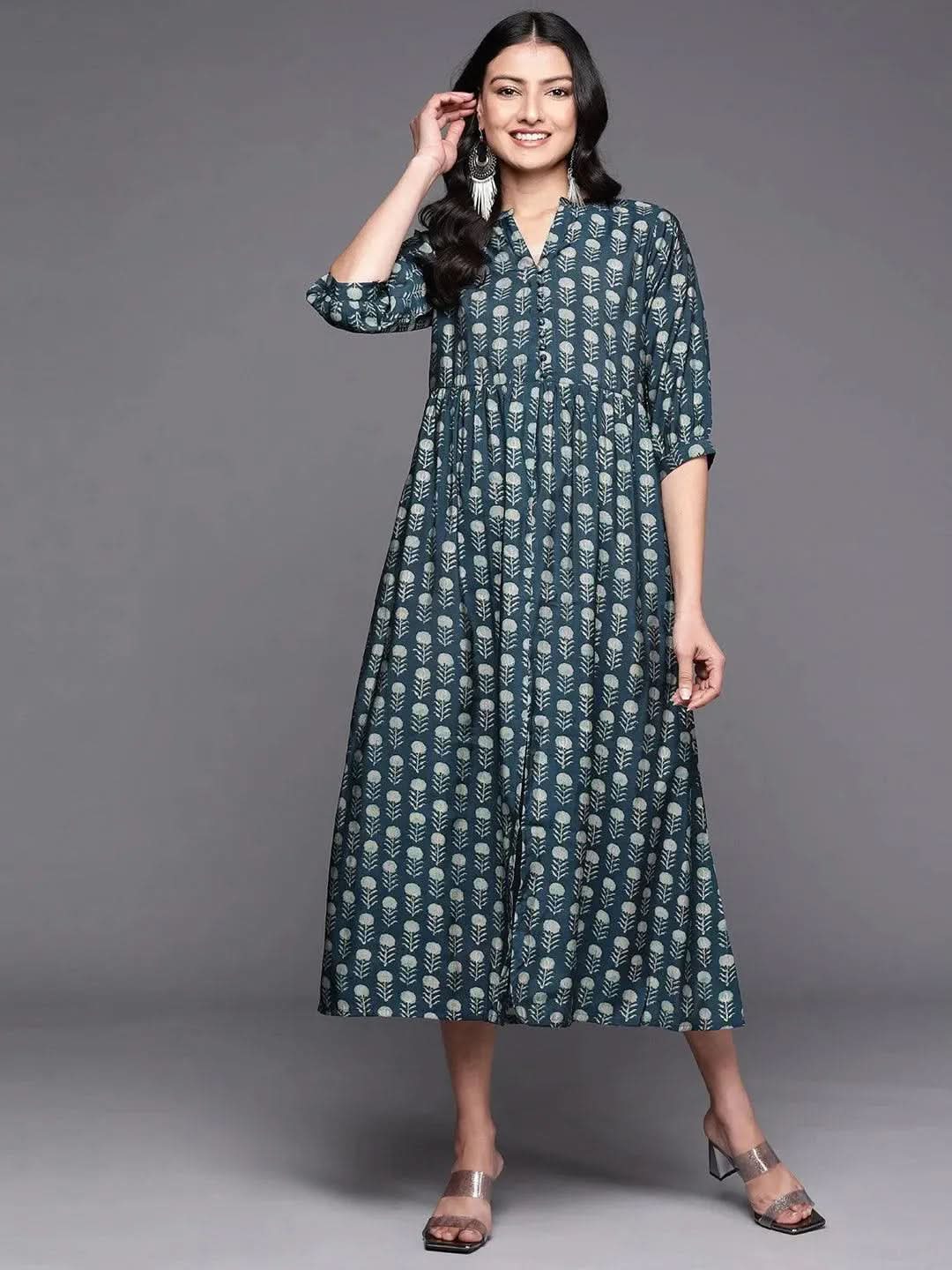Blue Printed Silk Fit and Flare Dress
Blue Printed Silk Fit and Flare Dress