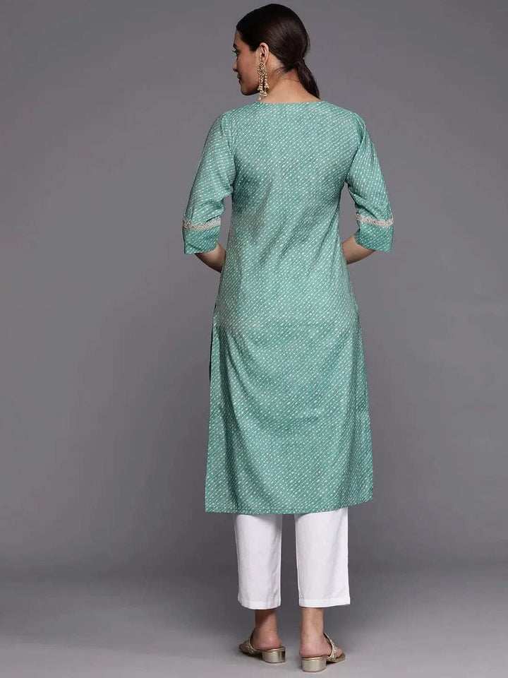 Blue Printed Silk Straight Kurta - Libas