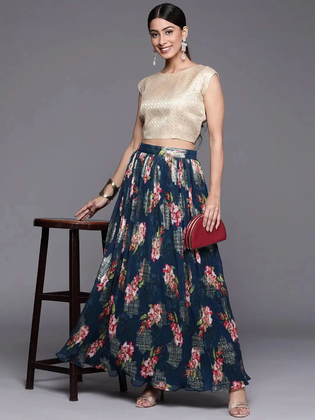 Blue Self Design Organza Skirt
Blue Self Design Organza Skirt