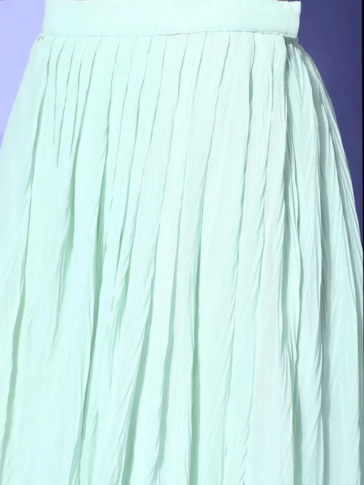 Blue Sequinned Georgette Lehenga Set With Potli - Libas