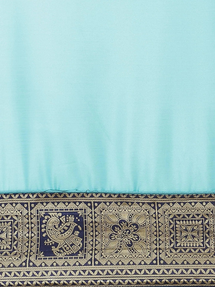 Blue Solid Chiffon Saree - Libas