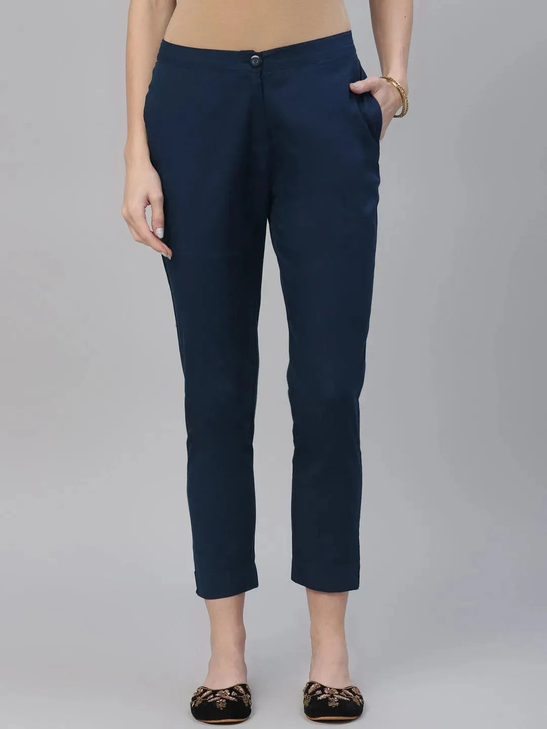 Blue Solid Cotton Trousers
Blue Solid Cotton Trousers