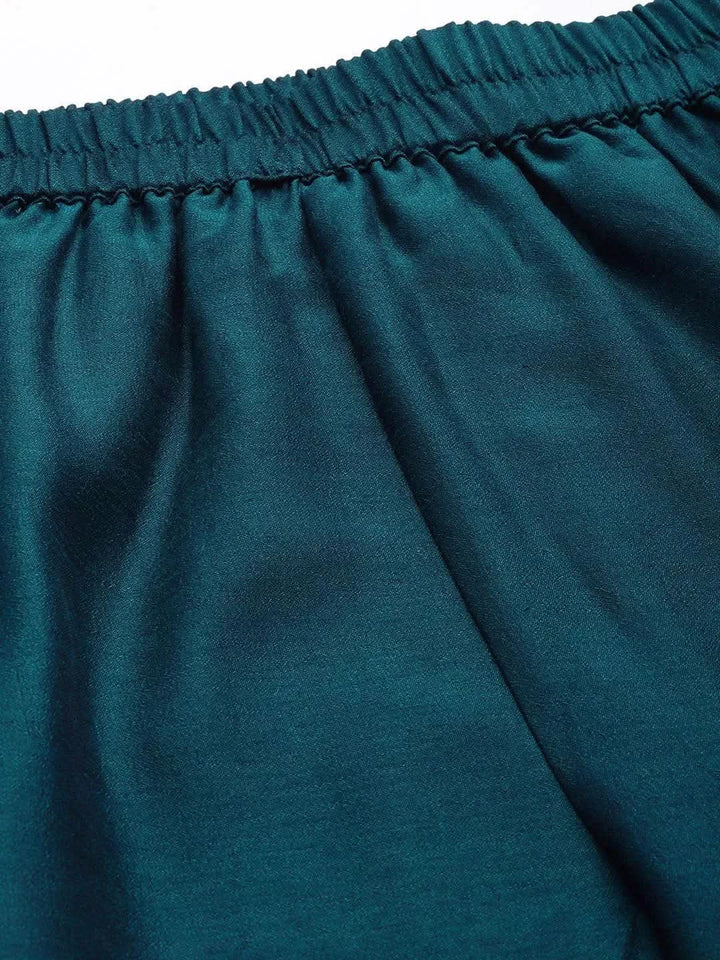 Blue Solid Silk Palazzos - Libas