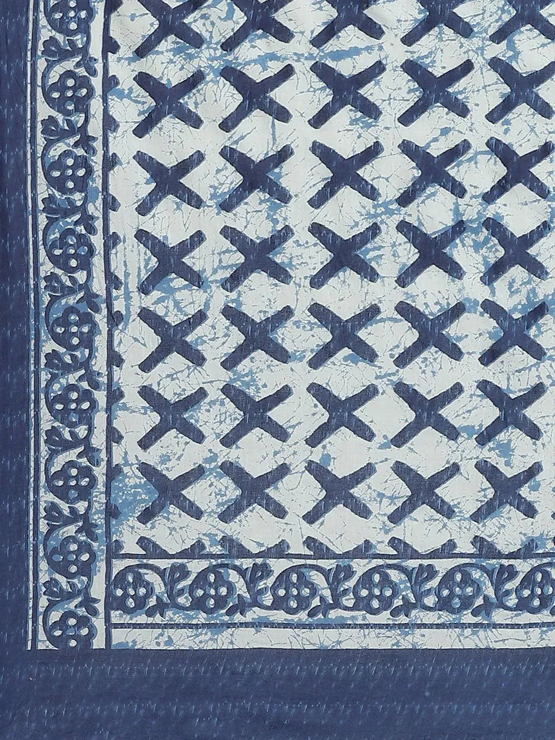 Blue Striped Cotton Saree - Libas