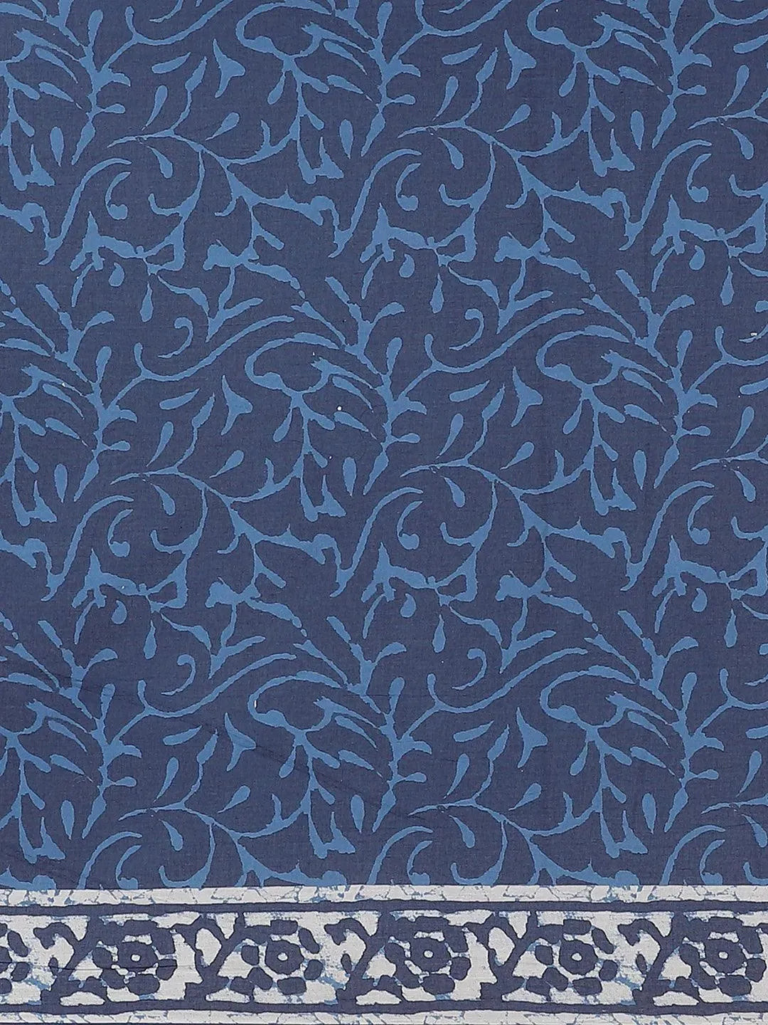 Blue Striped Cotton Saree - Libas