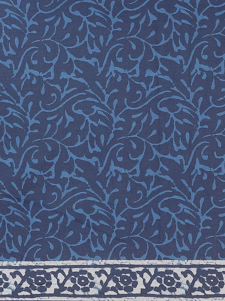 Blue Striped Cotton Saree - Libas