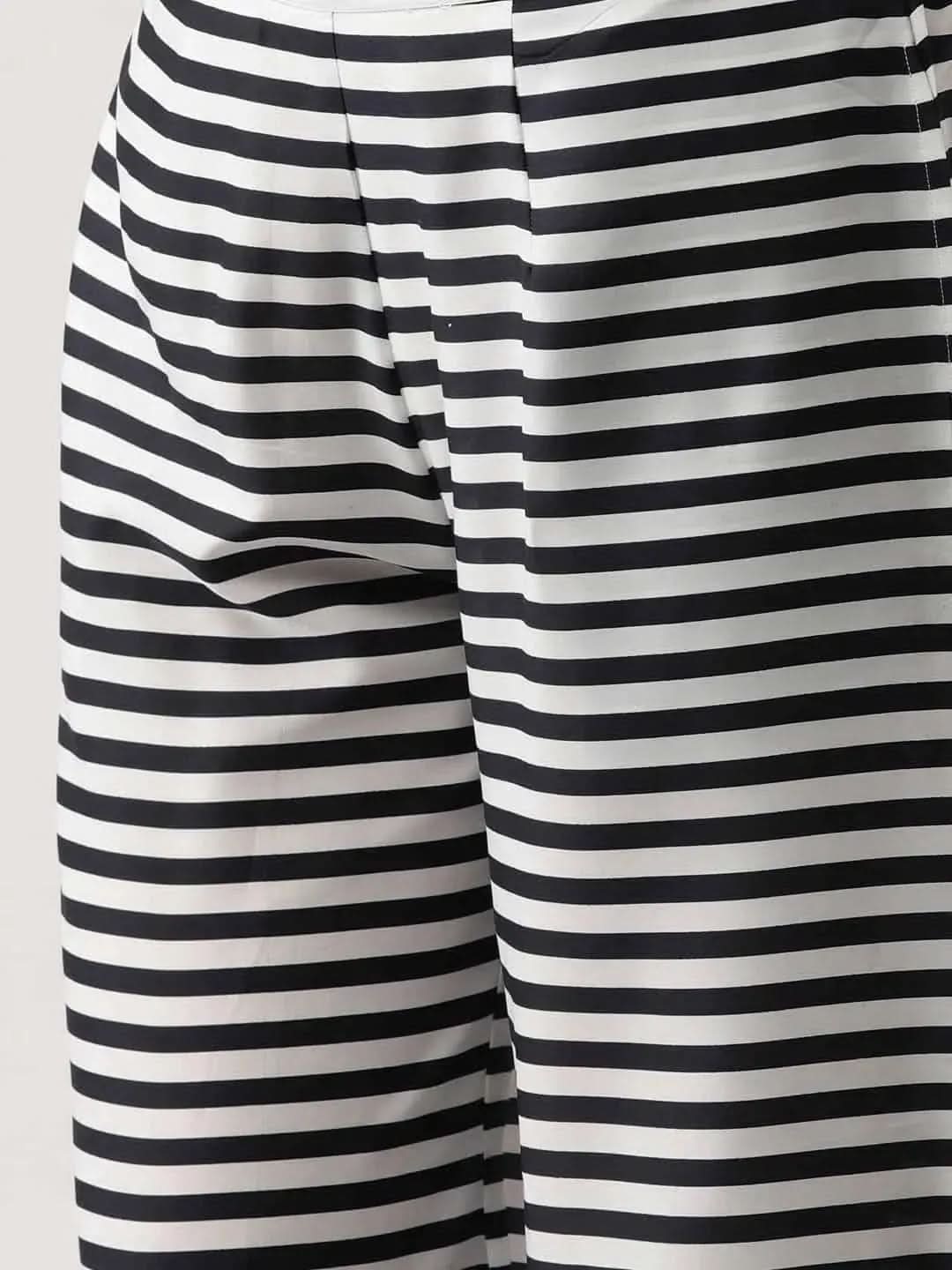 Blue Striped Crepe Palazzos - Libas