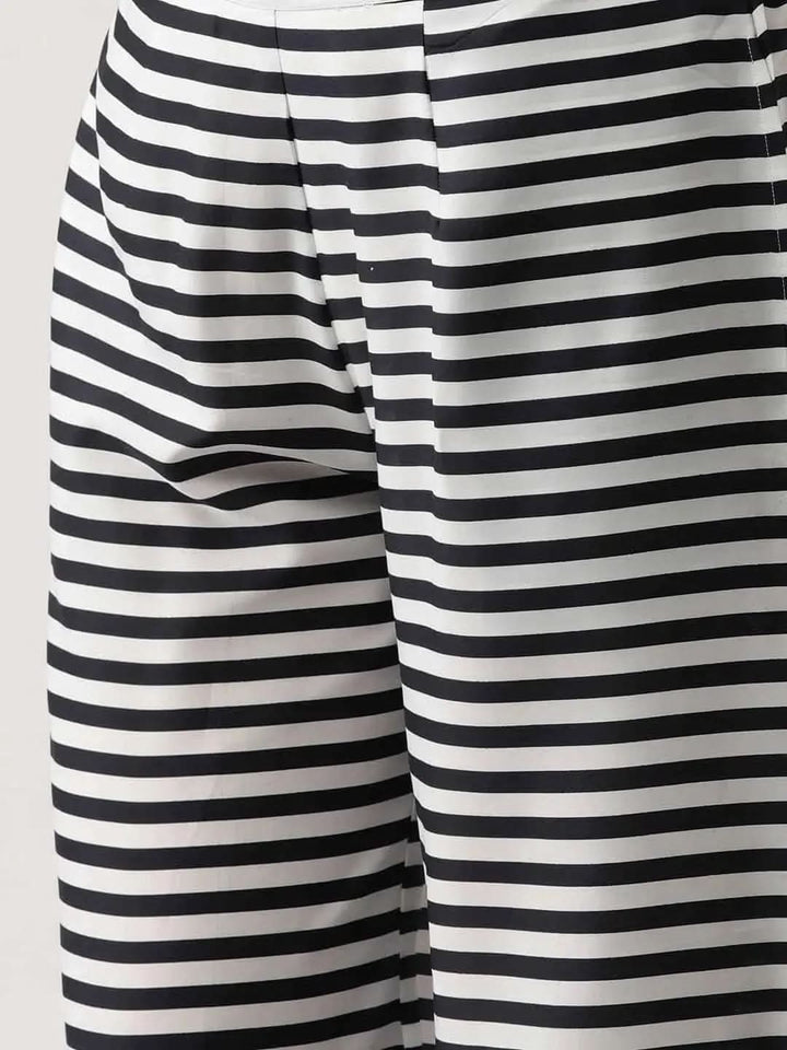 Blue Striped Crepe Palazzos - Libas