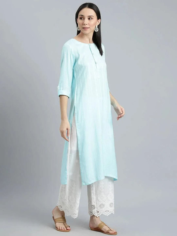 Blue Striped Rayon Kurta - Libas