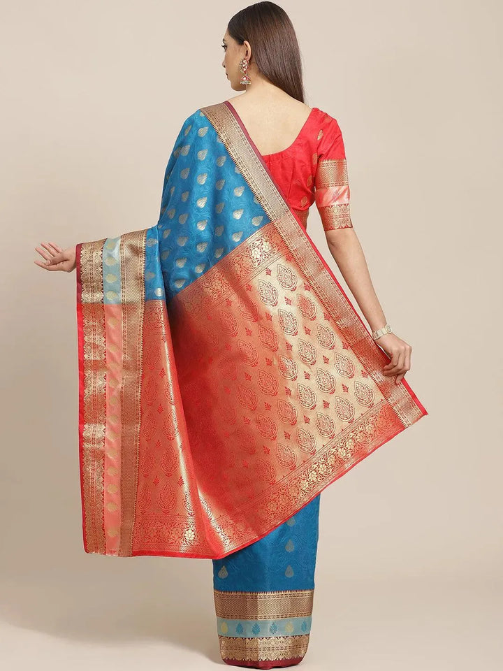 Blue Woven Design Brocade Saree - Libas