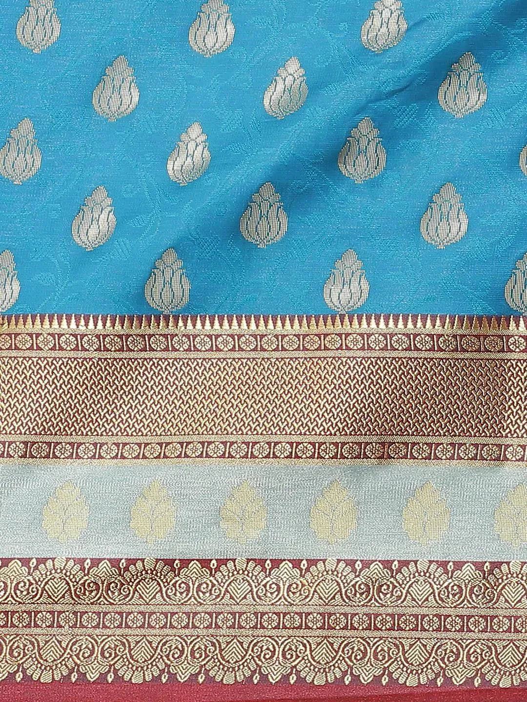 Blue Woven Design Brocade Saree - Libas