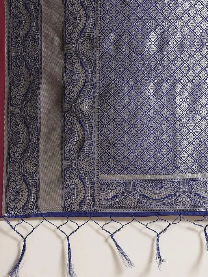 Blue Woven Design Brocade Saree - Libas