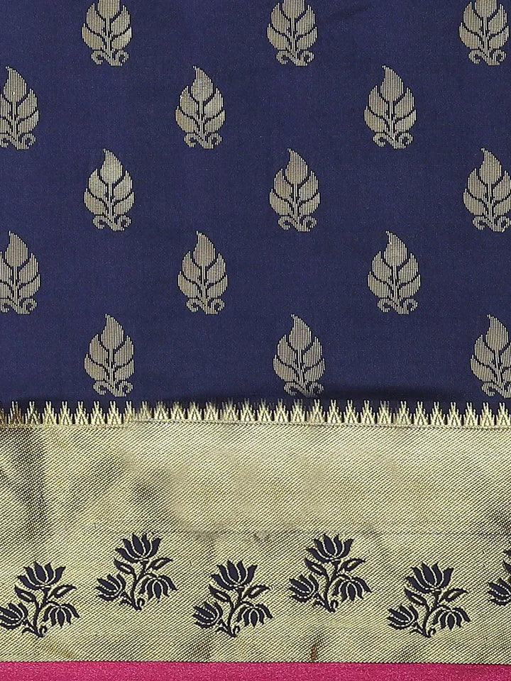 Blue Woven Design Brocade Saree - Libas