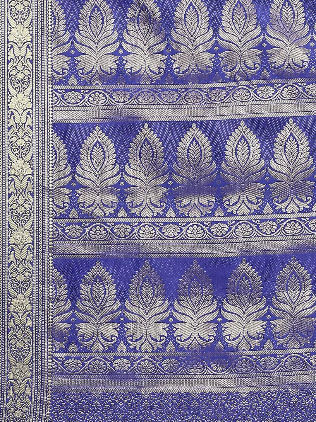 Blue Woven Design Brocade Saree - Libas