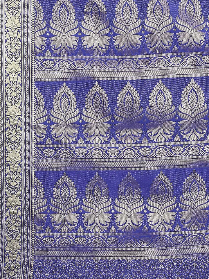 Blue Woven Design Brocade Saree - Libas