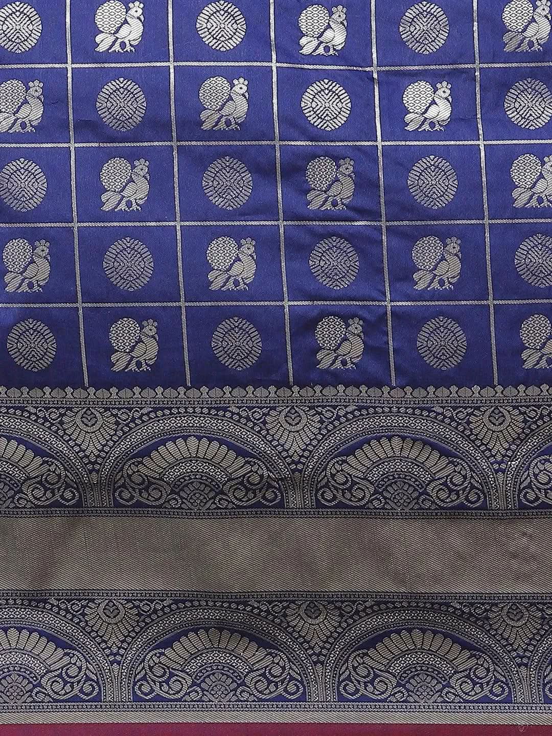 Blue Woven Design Brocade Saree - Libas