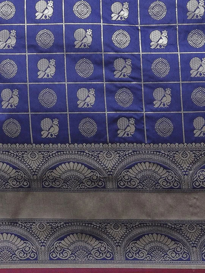 Blue Woven Design Brocade Saree - Libas