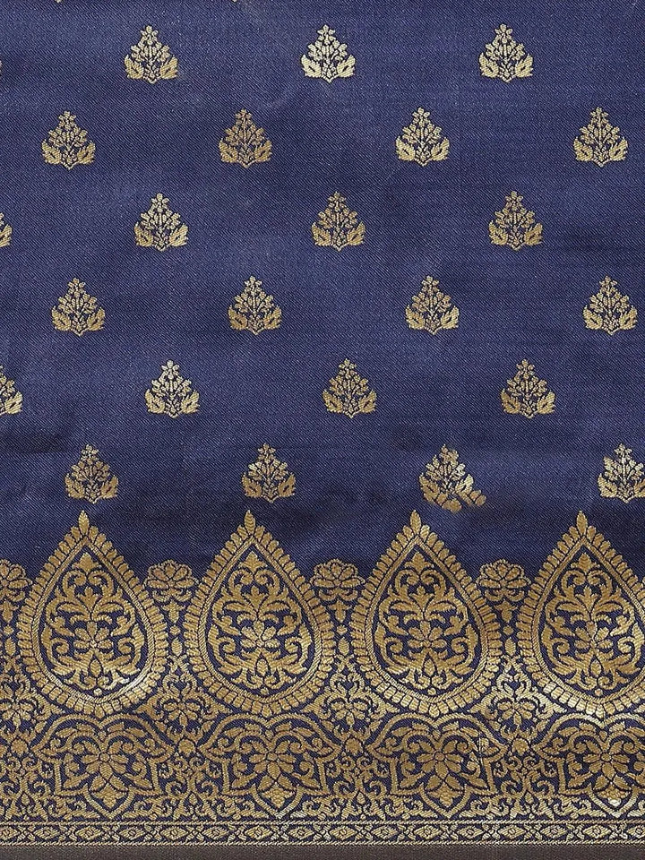 Blue Woven Design Brocade Saree - Libas