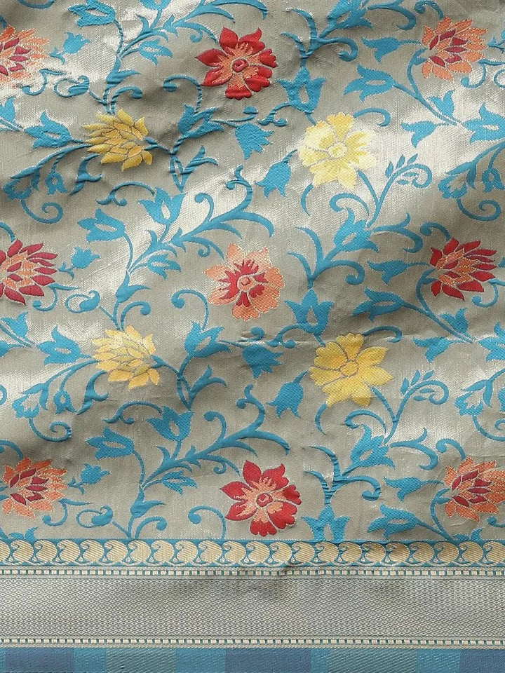 Blue Woven Design Brocade Saree - Libas