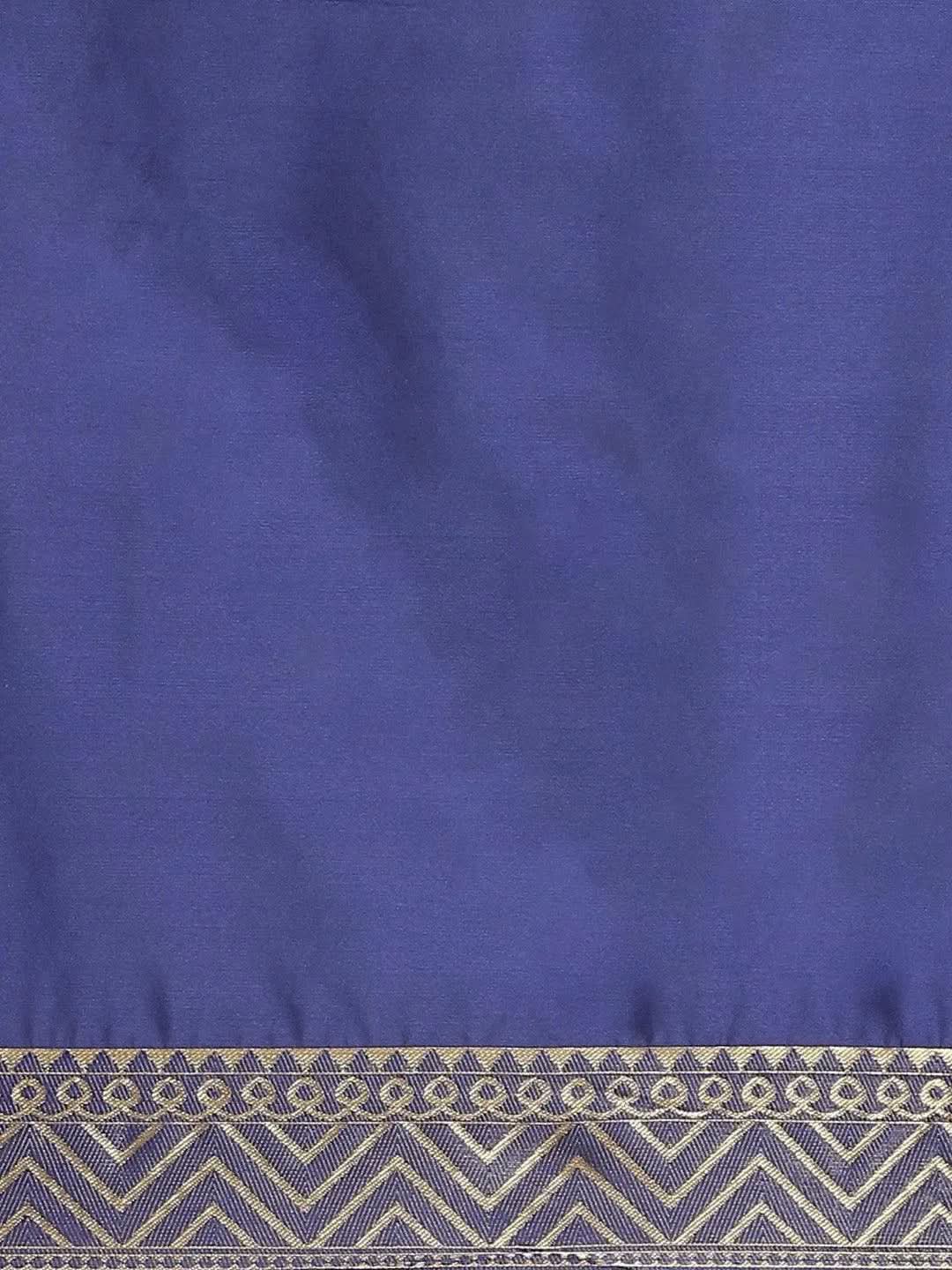 Blue Woven Design Brocade Saree - Libas