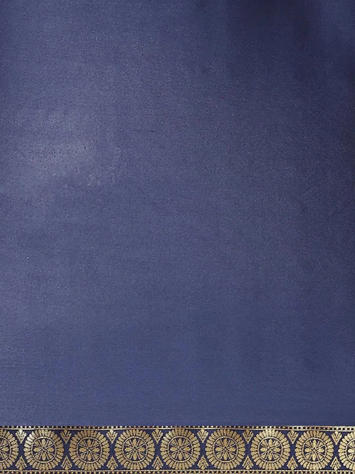 Blue Woven Design Brocade Saree - Libas
