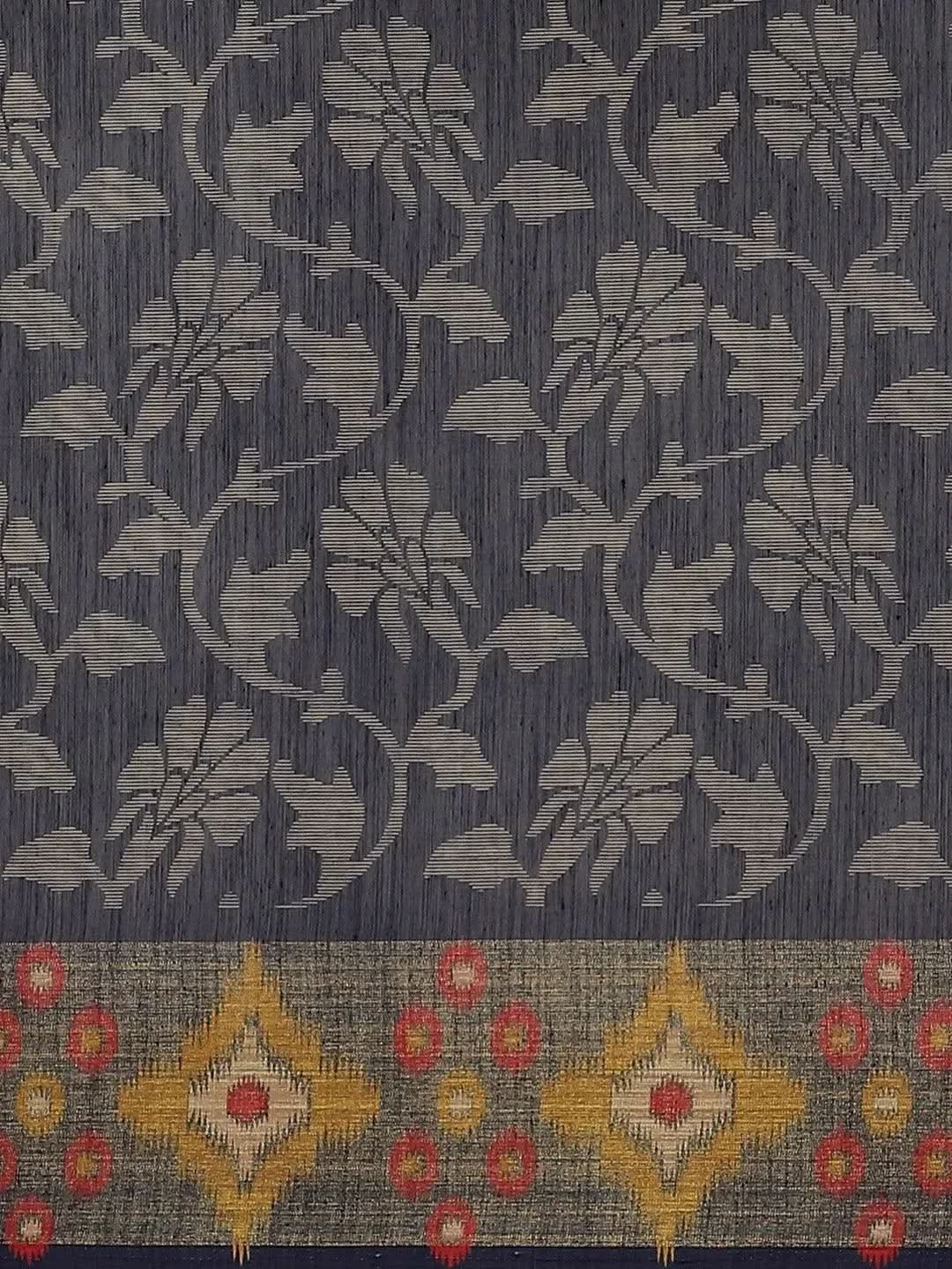 Blue Woven Design Cotton Saree - Libas