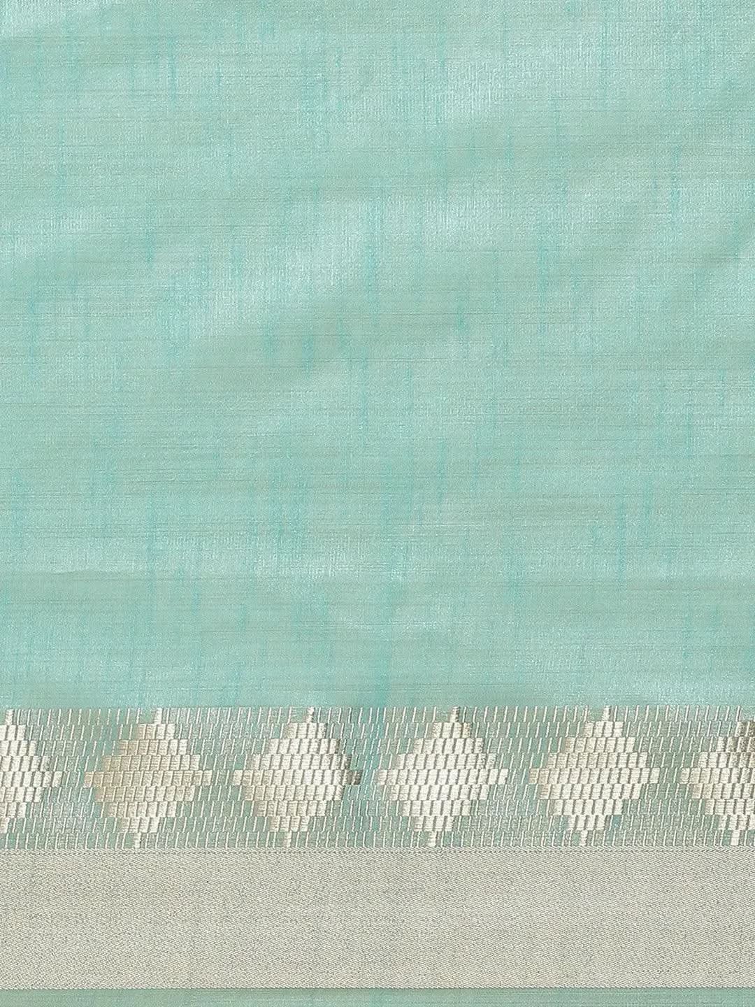 Blue Woven Design Silk Blend Saree - Libas