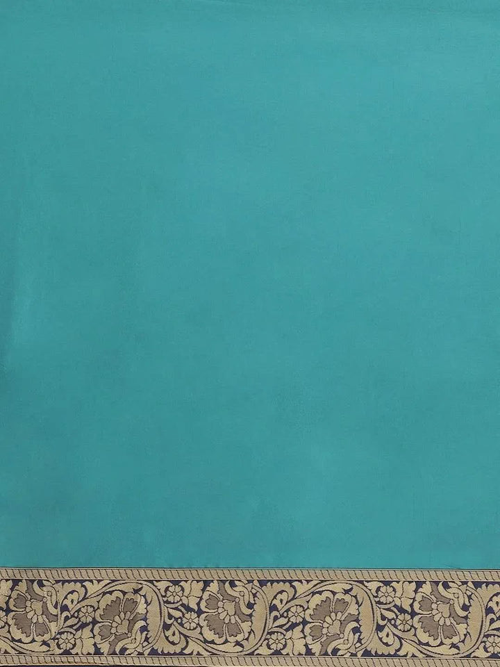 Blue Woven Design Silk Blend Saree - Libas