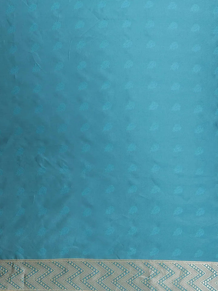 Blue Woven Design Silk Blend Saree - Libas
