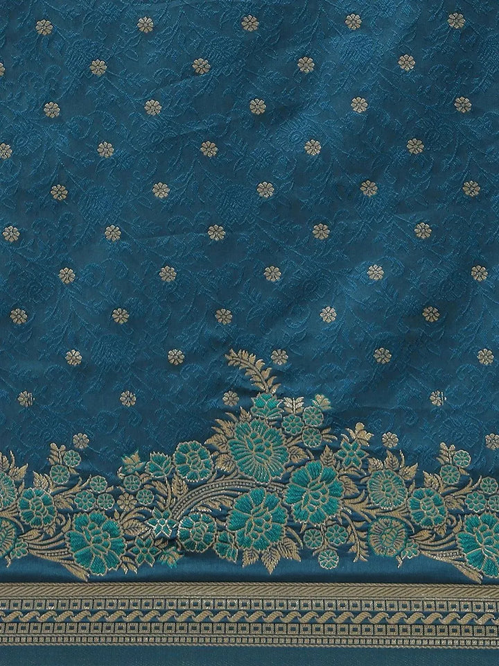Blue Woven Design Silk Saree - Libas