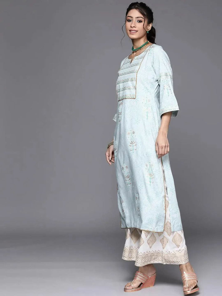 Blue Yoke Design Cotton Kurta - Libas