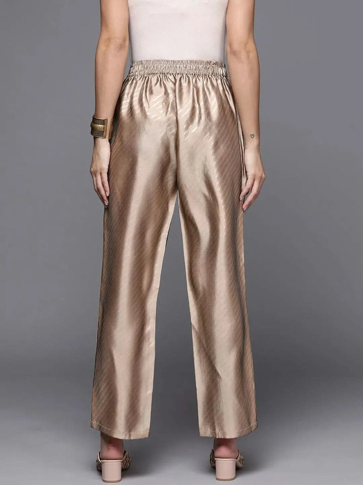 Brown Printed Silk Trousers - Libas