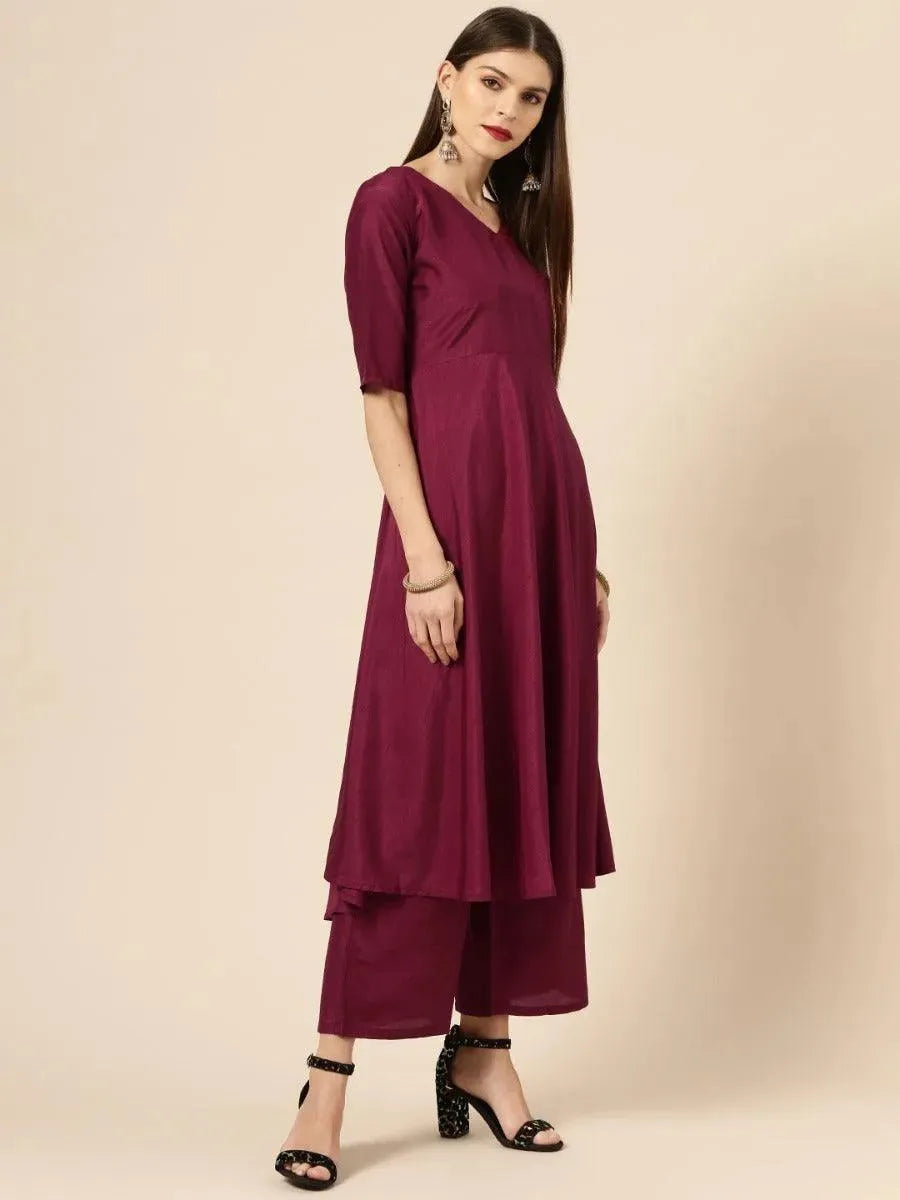 Buy Burgundy Solid Silk Suit Set -6586-XS | Libas Ethnic Wear Online
Buy Burgundy Solid Silk Suit Set -6586-XS | Libas Ethnic Wear Online