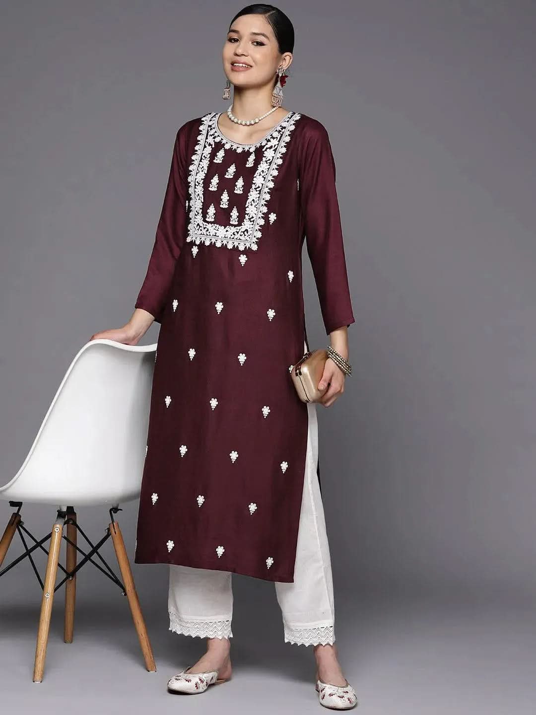 Burgundy Yoke Design Wool Straight Kurta
Burgundy Yoke Design Wool Straight Kurta