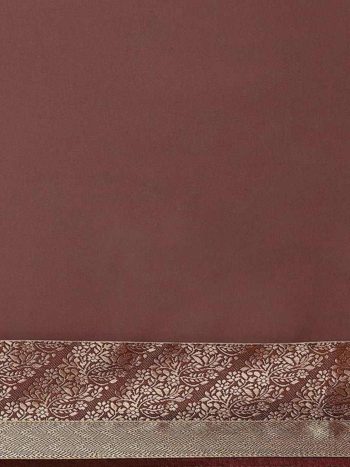 Coffee Brown Solid Georgette Saree - Libas