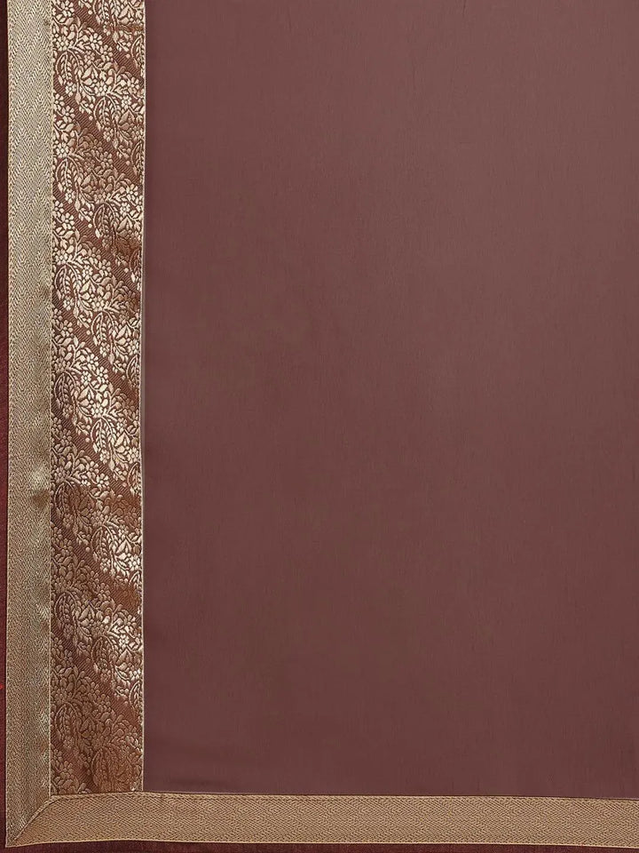 Coffee Brown Solid Georgette Saree - Libas